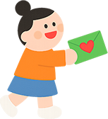 편지를 전하는 아이일러스트 이미지