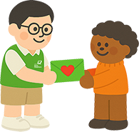 편지를 주고받는 일러스트이미지