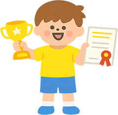 트로피 든 아이 일러스트 이미지